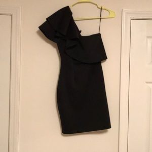 One shoulder black dress